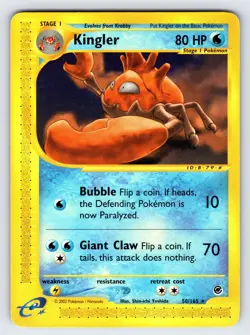 Kingler 50/165 Expedition Base Set Pokemon Card Vintage WOTC Non Holo Rare - Lp - Image 1