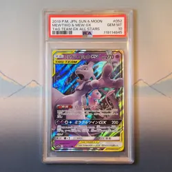 Mewtwo & Mew GX Tag Team GX All Stars Japanese Pokemon Card PSA 10 052/173 - Image 1