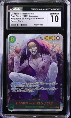 CGC 10 GEM MINT JAPANESE ONE PIECE 2023 DONQUIXOTE ROSINANTE OP04-119 ALT ART - Image 1