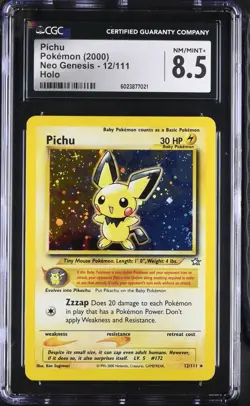 Pichu 2000 Neo Genesis 12/111 Graded Pokemon Card CGC 8.5 - Image 1