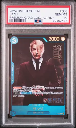 PSA 10 GEM MINT JAPANESE ONE PIECE 2024 SANJI P-050 PREMIUM CARD COLL - Image 1