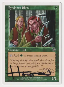 Signed Fyndhorn Elves MP Deckmasters Artist Justin Hampton 2001 WOTC MTG Magic! - Image 1