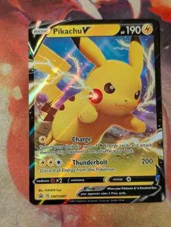 Pikachu V SWSH061 Holo NM-LP Sword Shield Black Star Promo Pokemon Shipnow - Image 1