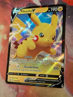 Pikachu V SWSH061 Holo NM-LP Sword Shield Black Star Promo Pokemon Shipnow - Image 3