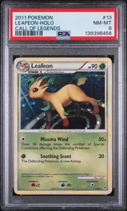 2011 POKEMON CALL OF LEGENDS #13 LEAFEON-HOLO PSA 8 - Image 1
