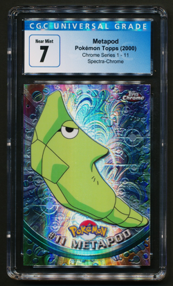 Metapod 2000 Pokemon T.V. Topps Chrome Spectra #11 CGC 7 NM - Image 1