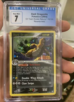 2004 Pokemon Ex Team Rocket Returns Dark Dragonite Reverse Foil Cgc7 W God Swirl - Image 3
