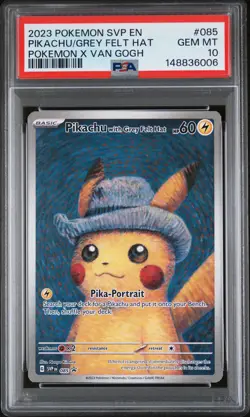 2023 POKEMON SVP EN-SV BLACK STAR PROMO #085 PIKACHU WITH GREY FELT HAT PSA 10 - Image 1