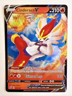 Cinderace V 35/192 Rebel Clash Ultra Rare Holo Pokemon NEAR MINT NM - Image 1