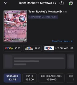 Pokemon Team Rocket's Mewtwo EX 081/182 Sv10: Destined Rivals Full Art Holo - Image 4