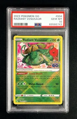 Radiant Venusaur #004/078 2022 Pokemon SWSH Pokemon GO PSA 10 - Image 1