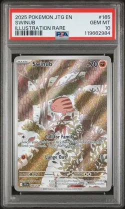 2025 POKEMON JTG EN-JOURNEY TOGETHER ILLUSTRATION RARE #165 SWINUB PSA 10 - Image 1
