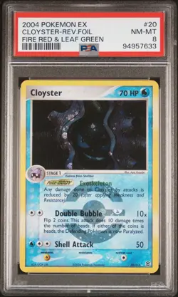 2004 POKEMON EX FIRE RED & LEAF GREEN #20 CLOYSTER-REVERSE FOIL PSA 8 - Image 1