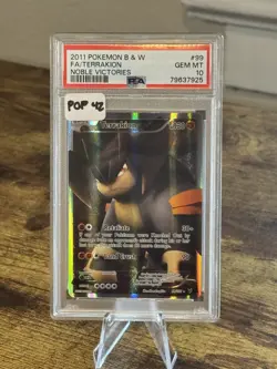 FA Terrakion 99/101 Noble Victories PSA 10 LOW POP Pokemon Black & White - Image 1