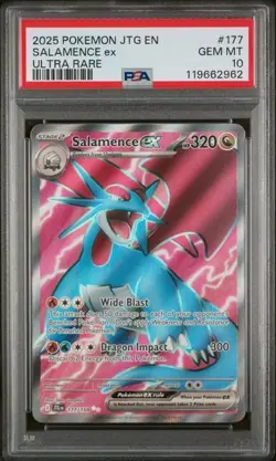 2025 POKEMON JTG EN-JOURNEY TOGETHER ULTRA RARE #177 SALAMENCE EX PSA 10 - Image 1