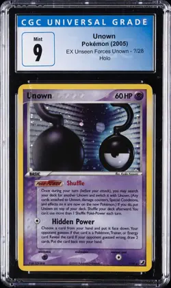 2005 POKEMON EX UNSEEN FORCES #U/28 UNOWN-HOLO CGC 9 - Image 1