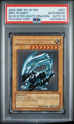 Yu-Gi-Oh 2002 Blue-Eyes White Dragon SDK-001 Auto 10 Signed By Eric Stuart Kaiba - Image 1