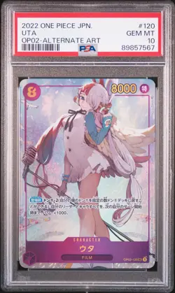 PSA 10 MINT JAPANESE ONE PIECE 2022 UTA OP02-120 ALTERNATE ART - Image 1