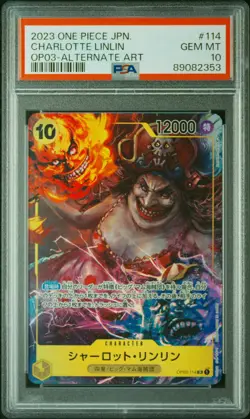 PSA 10 MINT JAPANESE ONE PIECE 2023 CHARLOTTE LINLIN OP03-114 ALTERNATE ART - Image 1