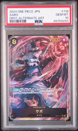 PSA 10 GEM MINT JAPANESE ONE PIECE 2024 SABO OP07-118 ALTERNATE ART - Image 1