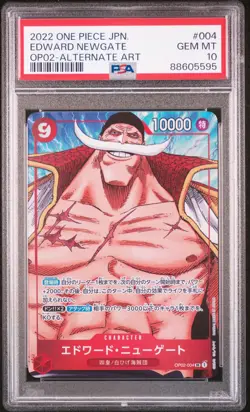 PSA 10 GEM MINT JAPANESE ONE PIECE 2022 EDWARD NEWGATE OP02-004 ALTERNATE ART - Image 1