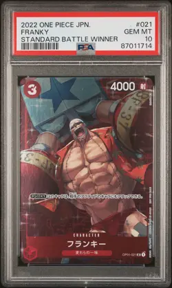 PSA 10 GEM MINT JAPANESE ONE PIECE 2022 FRANKY OP01-021 STANDARD BATTLE WINNER - Image 1
