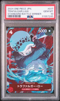 PSA 10 GEM MINT JAPANESE ONE PIECE 2024 TRAFALGAR LAW P-017 STANDARD BATTLE WINN - Image 1