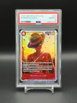 2025 One Piece OP12 En #015 Monkey D. Luffy PSA 10 GEM MINT - Image 1