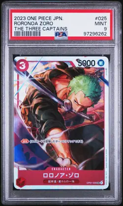 PSA 9 MINT JAPANESE ONE PIECE 2023 Roronoa Zoro OP01-025 The Three Captains - Image 1