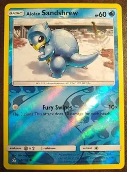 POKEMON ALOLAN SANDSHREW 28/156 COMMON REVERSE HOLOFOIL ULTRA PRISM NM CARD - Image 1