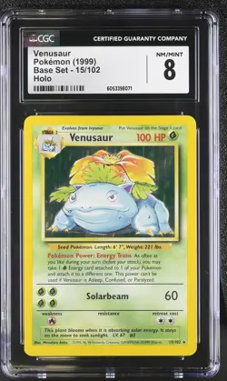 CGC 8 Venusaur 1999 Base Set 15/102 Holo Pokemon Card psa - Image 1
