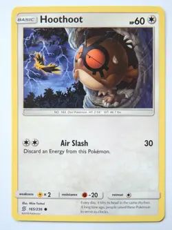 Hoothoot 165/236 (NM, Pokemon Card, Unified Minds, 2019, Colorless, Common) - Image 1