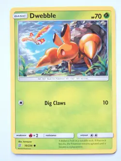 Dwebble 10/236 (NM, Pokemon Card, Unified Minds, 2019, Grass, Common) - Image 1