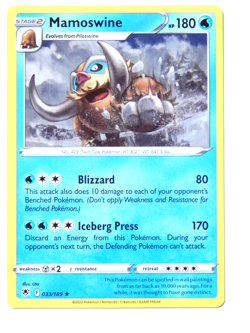 Mamoswine 033/189 (NM, Pokemon Card, Astral Radiance, Water, Rare) - Image 1