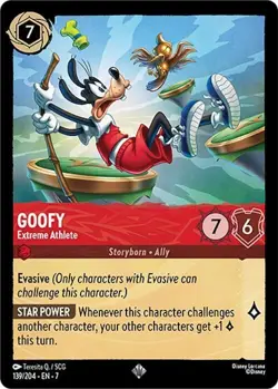 Disney Lorcana TCG - Archazia's Island Goofy - Extreme Athlete SuperRare 139/204 - Image 1