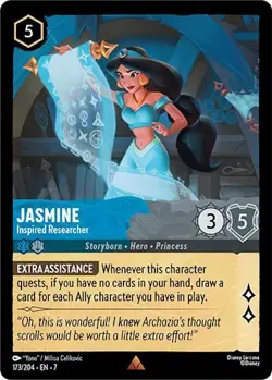 Disney Lorcana TCG Archazia's Island Jasmine - Inspired Researcher Rare 173/204 - Image 1
