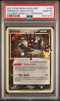 2021 Pokemon PSA 10 Graded Greninja Gold Star SWSH144 Celebrations Promo - Image 1