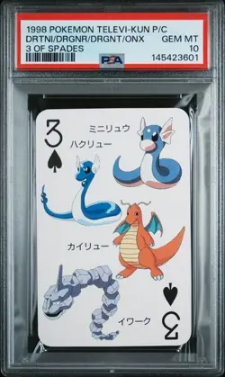 PSA 10 DRAGONAIR/DRAGONITE/DRATINI 3 Of Spades Televi-Kun Playing Card Pokemon - Image 1