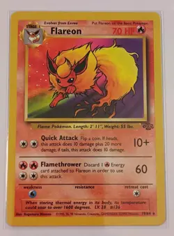 Flareon 19/64 Jungle Pokemon Card WOTC 1999 Rare Eevee Evolution LP - Image 1