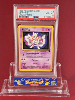1999 Pokemon Movie Black Star Promo MEWTWO #3 Card PSA 8 - Image 1