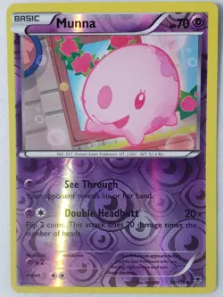 REVERSE HOLO Munna 39/119 VLP - XY Phantom Forces Pokemon Card - MAHOU Art - Image 1