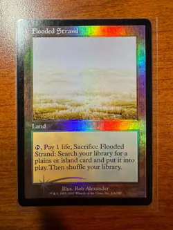 MTG Magic: The Gathering English Flooded Strand NM/VG Foil Onslaught Fetch Land - Image 1