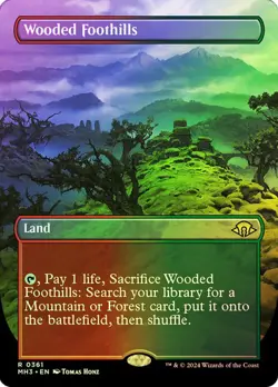 Magic The Gathering MTG WOODED FOOTHILLS BORDERLESS FOIL Modern Horizons 3 NM - Image 1