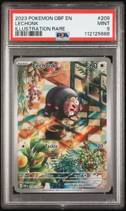 PSA 09 LECHONK 209 2023 POKEMON OBF EN-OBSIDIAN FLAMES ILLUSTRATION RARE - Image 1