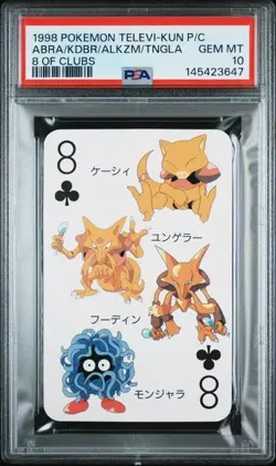 PSA 10 ABRA/KADABRA/ALAKAZAM/TANGELA 8 Of Clubs Televi-Kun P/C Pokemon 1998 - Image 1