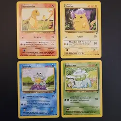Pikachu, Charmander, Squirtle, Bulbasaur - Base Set 2 - Pokemon -Starter Set - Image 1