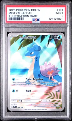 2025 POKEMON DRI EN-DESTINED RIVALS ILLUSTRATION RARE #194 MISTY'S LAPRAS PSA 9 - Image 1