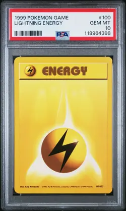 1999 POKEMON GAME #100 LIGHTNING ENERGY PSA 10 GEM MINT BASE SET UNLIMITED - Image 1
