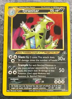 Tyranitar Holo Rare 12/75 Pokemon WOTC Neo Discovery - Image 1