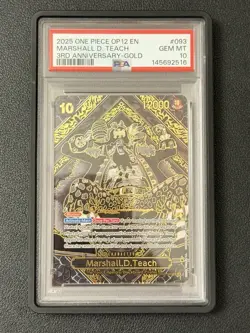 2025 ONE PIECE OP12-LEGACY OF THE MASTER 3RD ANV-GOLD MARSHALL D. TEACH PSA 10 - Image 1